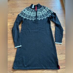 Talbots Black and White Mock Neck Sweater Dress